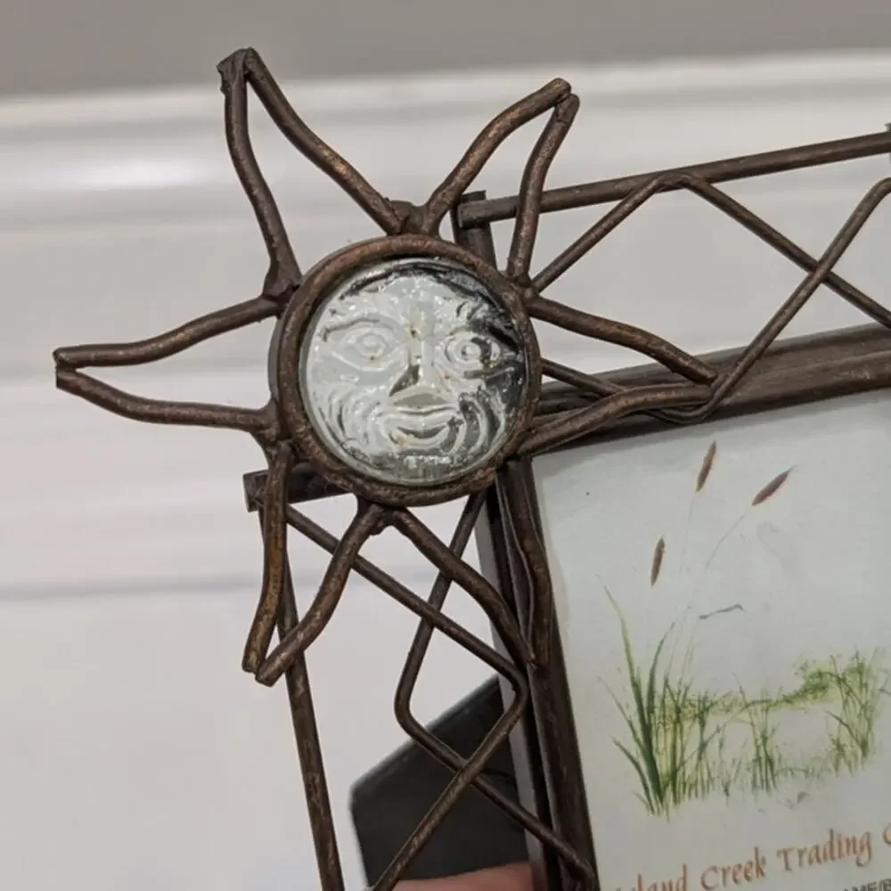 Island Creek Trading Co. Picture Frame 2.3x3.5 Easel Back Sun Decor Metal Gift